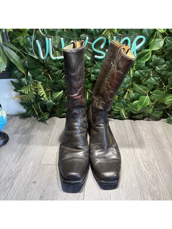 VTG Wrangler Patent Leather Thunderbird Cowboy Boots Rainbow Peacock Mens 12 D main image 7